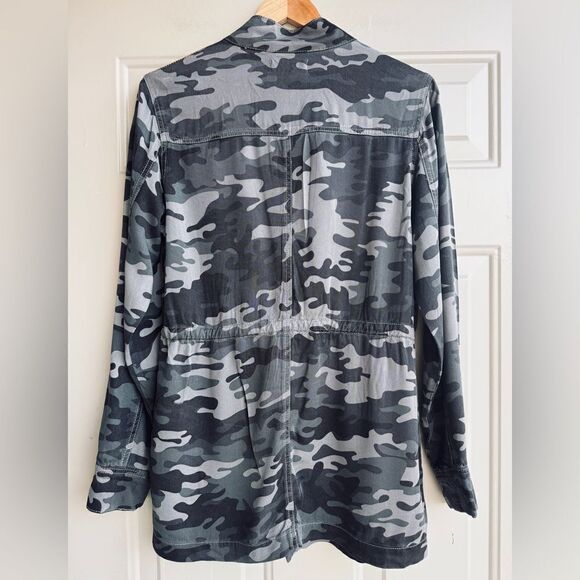 NWT Knox Rose Grey Camo Jacket Size M Tie Waist Mid Length Mandarin Collar - Picture 4 of 6